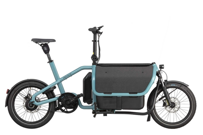 Riese and Muller Carrie Cargo bike flex box in aqua colour with vario spec